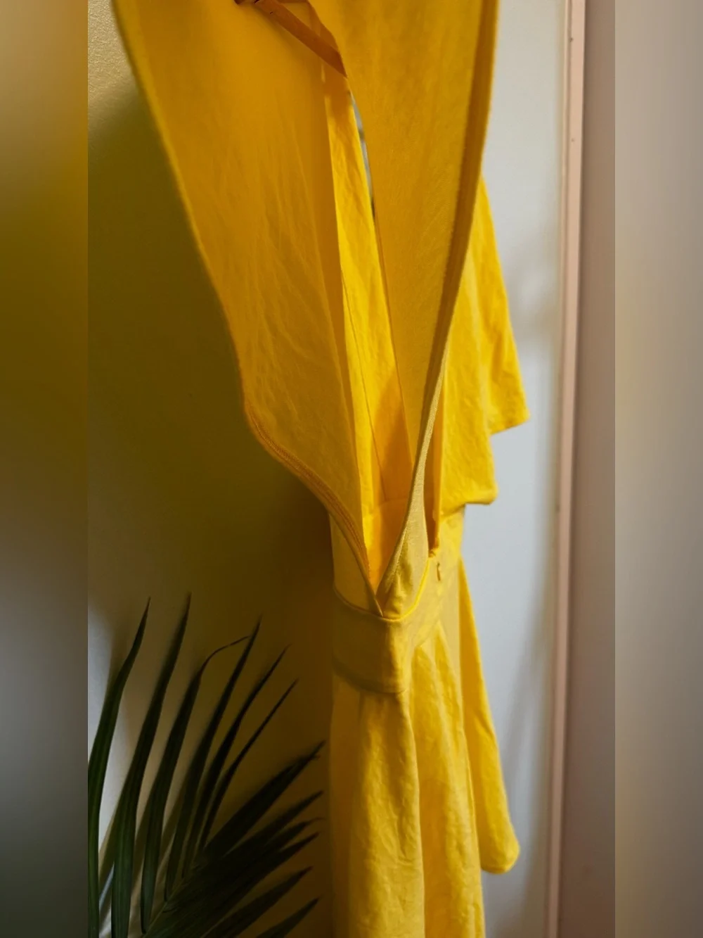 Mango Yellow V-Neck Midi Dress with Flutter Sleeves - Picture 8 of 10